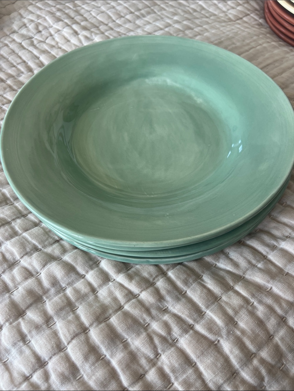 Pottery Barn Sage Green Glazed Sausalito Ceramic Dinner plates - Set of 4